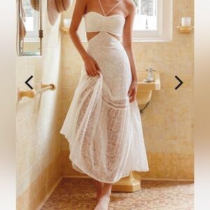 Elegant White Floral Lace Dress